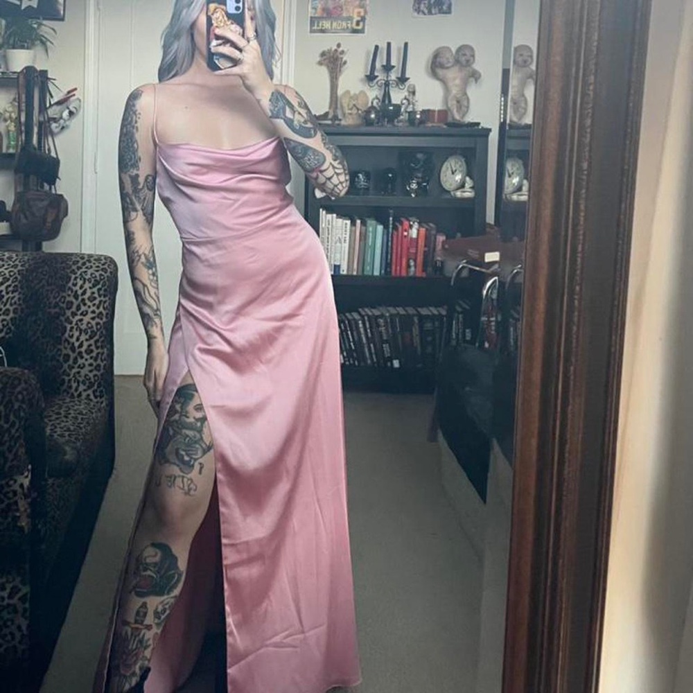Fame and Partners X Free People Rosabel satin cowel neck dress